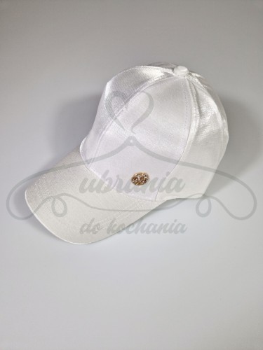 Czapka z daszkiem biała z cyrkonią .jpg