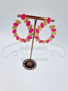 Kolczyki listki różowo- złote