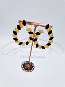 Kolczyki listki czarno-złote