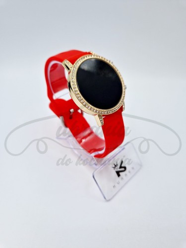 ZEGAREK LED KURREN silikonowy, czerwony z cyrkoniami.jpg