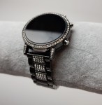 Zegarek  LED czarna bransoleta cyrkonie