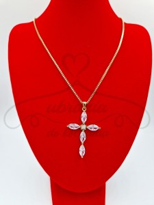 Naszyjnik duży krzyż z cyrkonią
