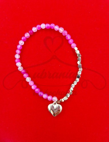 Bransoletka różowy koralik z sercem .jpg