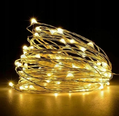Lampki choinkowe druciki LED 5 m, CIEPŁE.jpg