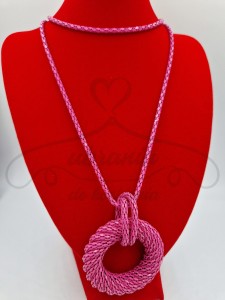 Naszyjnik, wisior długi różowy