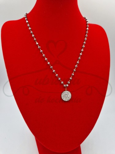 Naszyjnik szary, monetka