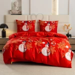 Pościel świąteczna 160/200  CZERWONY BAŁWAN