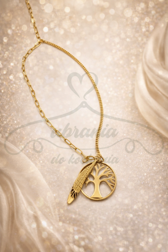Naszyjnik drzewko z piórkiem