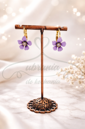 Kolczyki kwiatki fioletowe