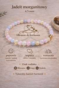 Bransoletka JADEIT MORGANITOWY Z HEMATYTEM 
