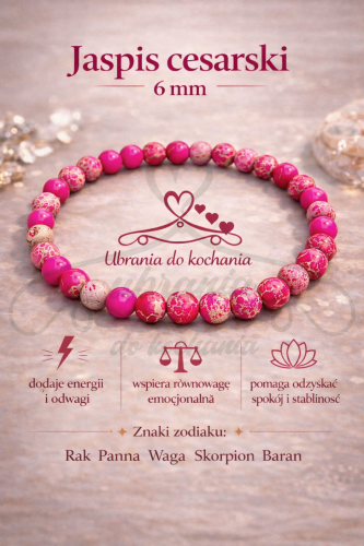 Bransoletka JASPIS CESARSKI, różowy