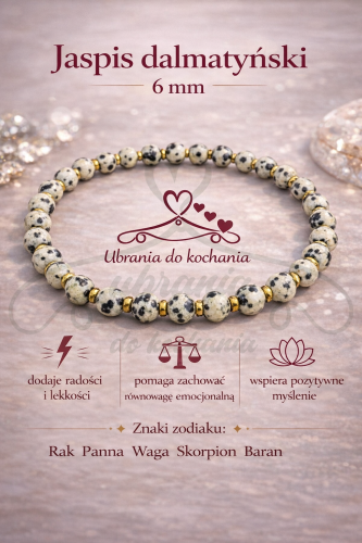 Bransoletka JASPIS DALMATYŃSKI+ HEMATYT