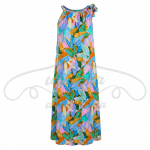 Sukienka maxi w kolorowy print z wiązaniem