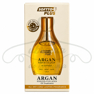 SOFTTO PLUS ARGAN – Olejek arganowy z keratyną i kolagenem do twarzy, ciała i włosów, 120 ml