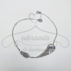 Bransoletka srebrna skrzydła cyrkoniowe