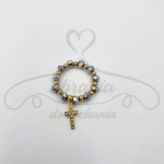 Pierścionek koralik srebrny z krzyżem