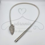 Pasek sprężynka srebrny liść z perłą