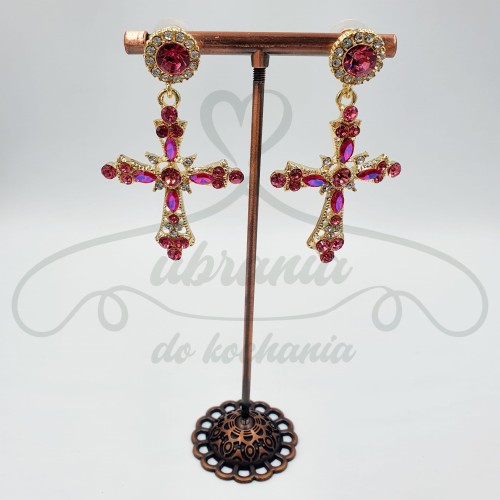 Kolczyki krzyżyk cyrkonia różowe.jpg