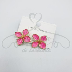 Kolczyki kwiatki różowe
