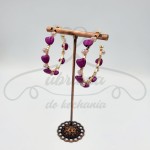 Kolczyki koła fioletowe z koralikami