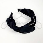 Opaska do włosów gruba, turban, czarna