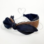 Opaska do włosów gruba, turban, czarno-brązowa