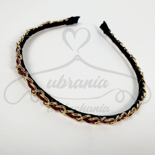 Opaska do włosów przeplatana bordowa.jpg