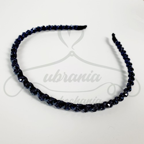 Opaska do włosów koralik granatowy.jpg