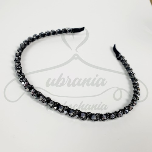 Opaska do włosów koralik srebrna.jpg