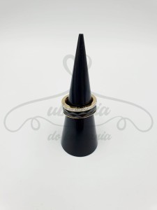 Pierścionek szeroki czarno-złoty 