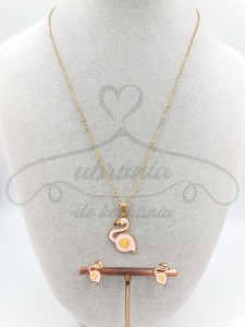 Zestaw Flaming- kolczyki + naszyjnik