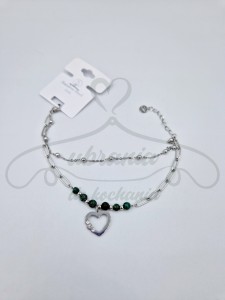 Bransoletka srebrna podwójna serce