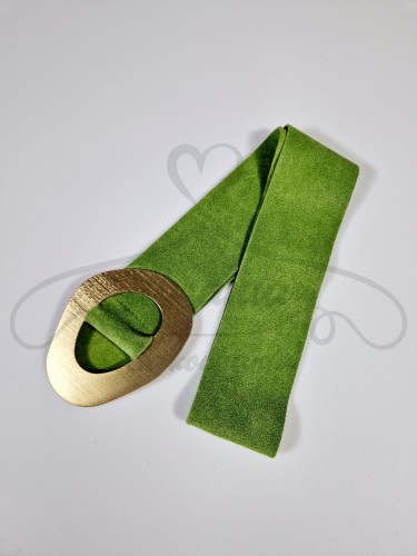 Pasek skórzany z klamrą, zielony.jpg